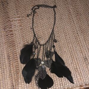 Elegant Black Feather Necklace